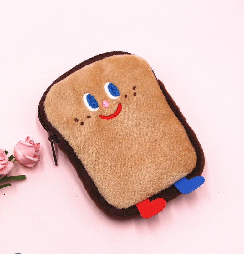 Toast Heart Storage Plush Lovely Soft Cute Purses