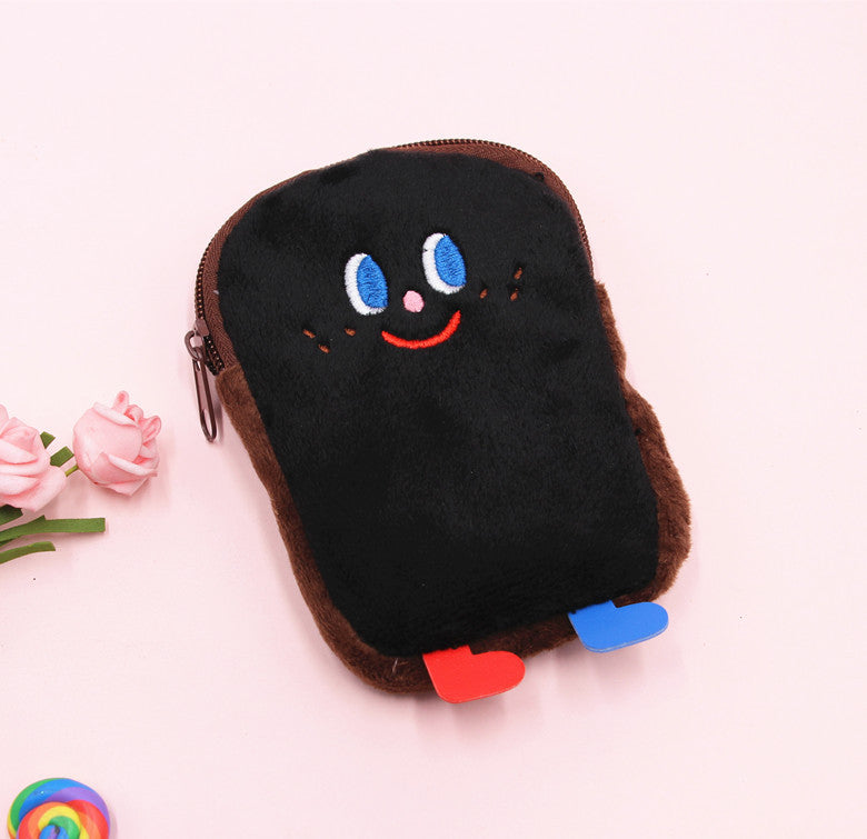 Toast Heart Storage Plush Lovely Soft Cute Purses