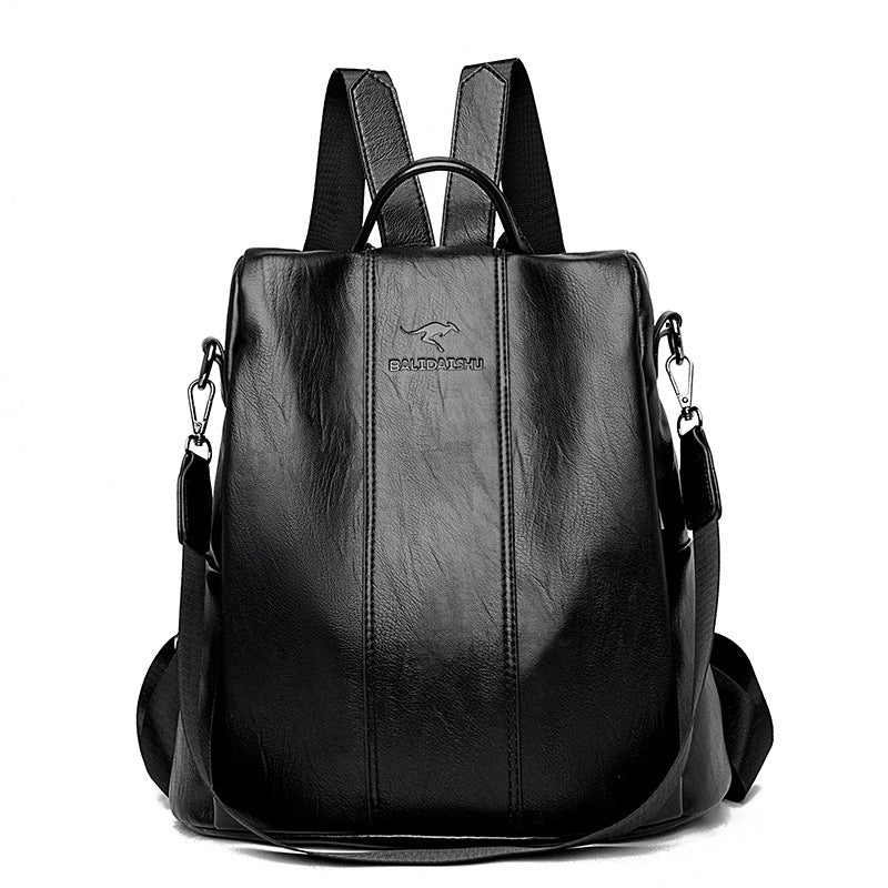 Women's Kangaroo Fashionable Simple Soft Leather Large Backpacks