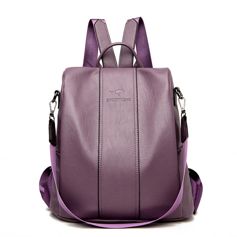 Women's Kangaroo Fashionable Simple Soft Leather Large Backpacks