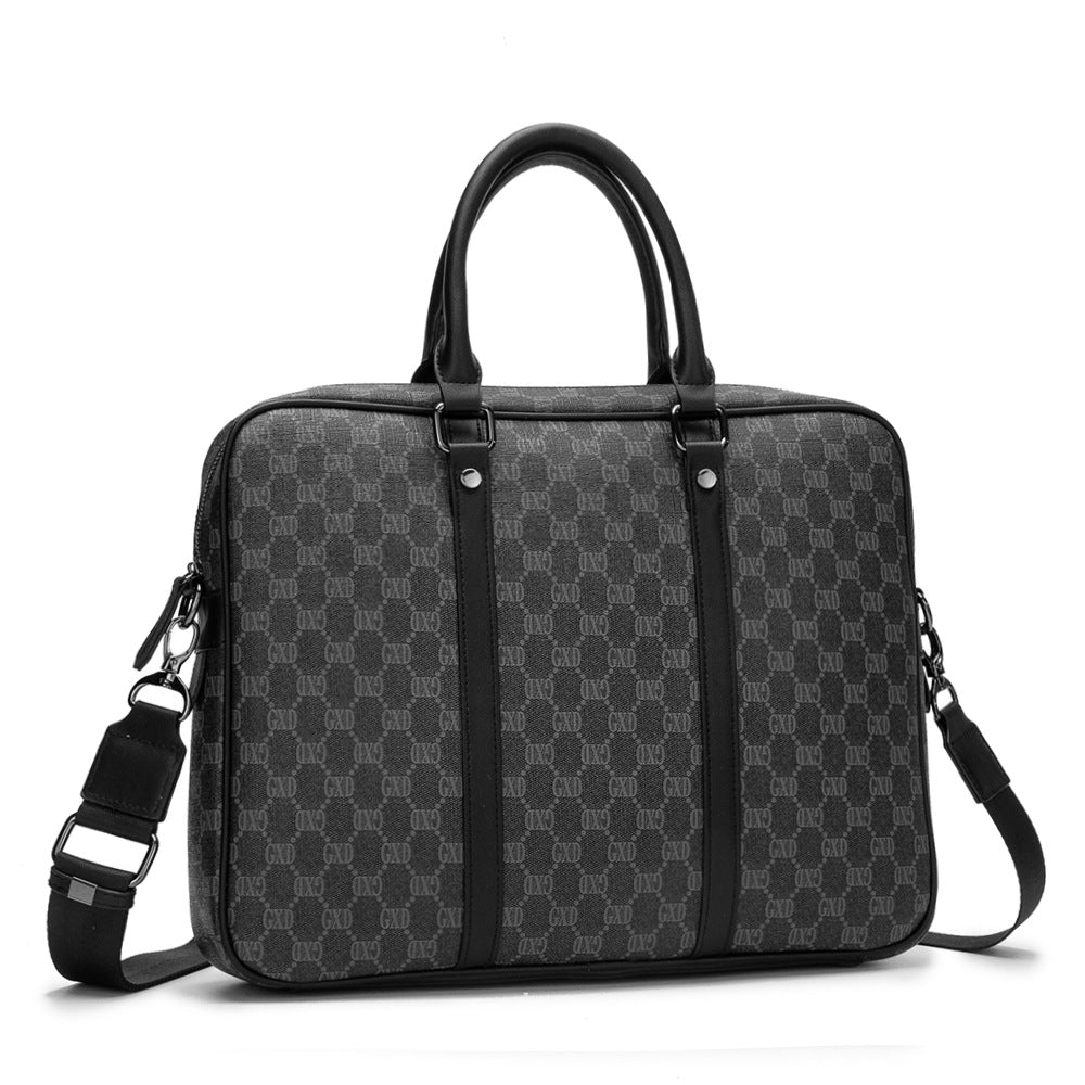 Men's Trendy Business Presbyopic Black Plaid Horizontal Travel Bags