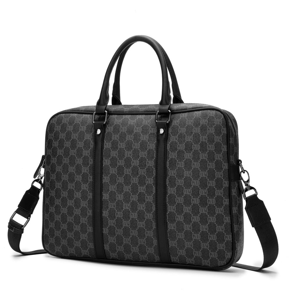 Men's Trendy Business Presbyopic Black Plaid Horizontal Travel Bags