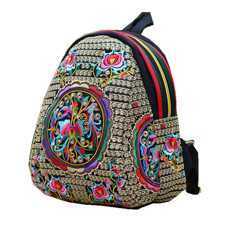 Women's Yunnan National Style Embroidered Canvas Color Backpacks