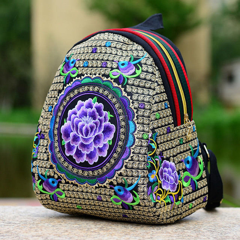 Women's Yunnan National Style Embroidered Canvas Color Backpacks