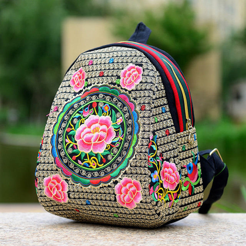 Women's Yunnan National Style Embroidered Canvas Color Backpacks