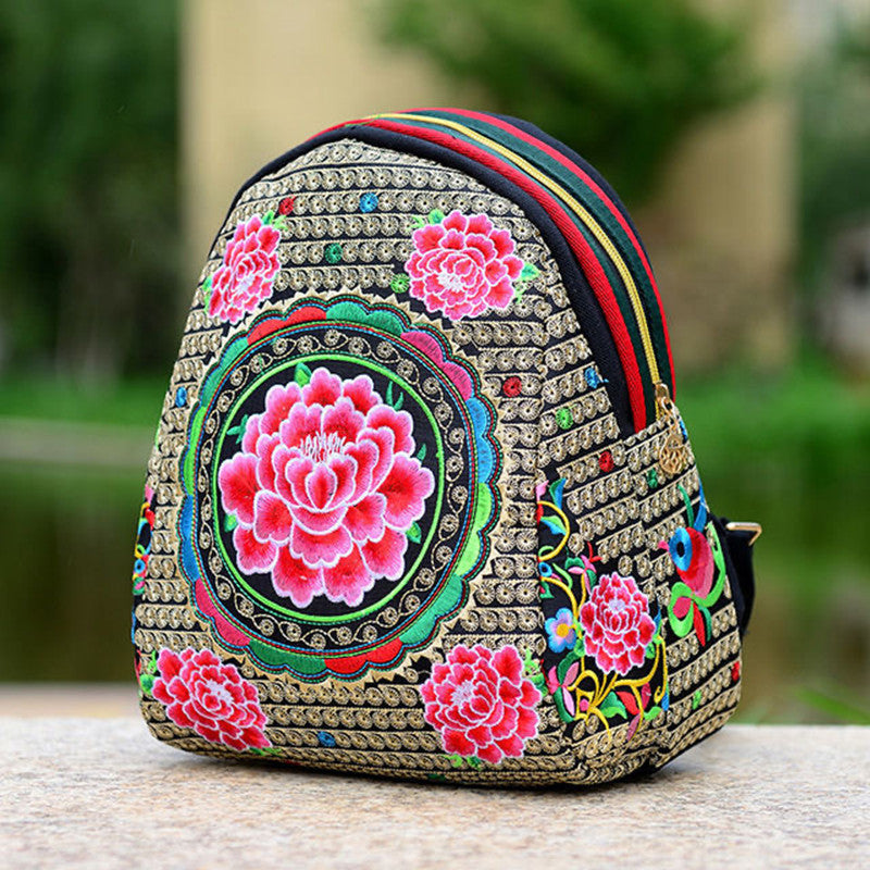 Women's Yunnan National Style Embroidered Canvas Color Backpacks