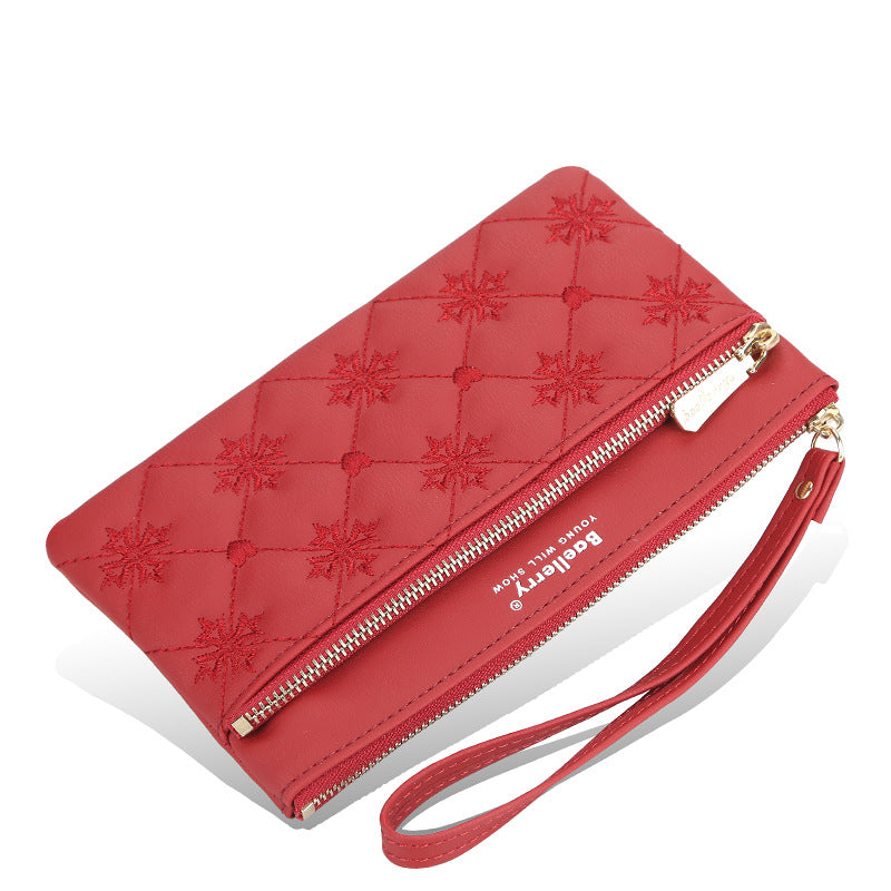 Women's Long Korean Style Embroidered Large Capacity Ladies Wallets