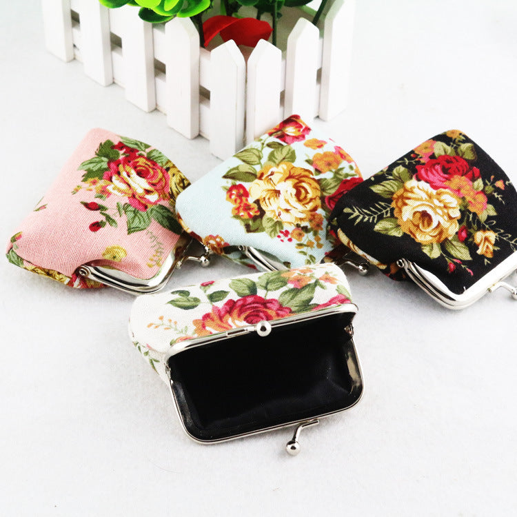 Women's Canvas Rose Mini Fabric Cute Purses