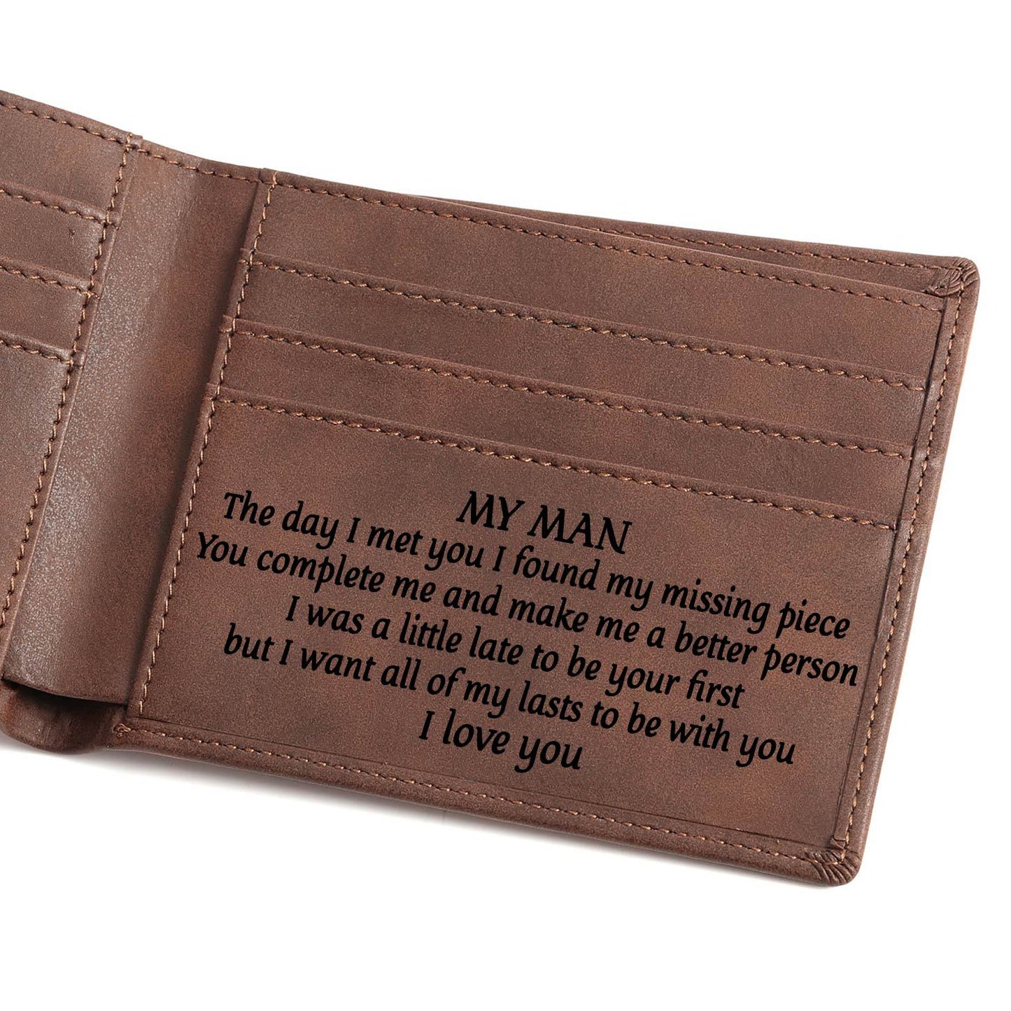 Men's Laser Engraving Retro Leather Horizontal Men's Wallets