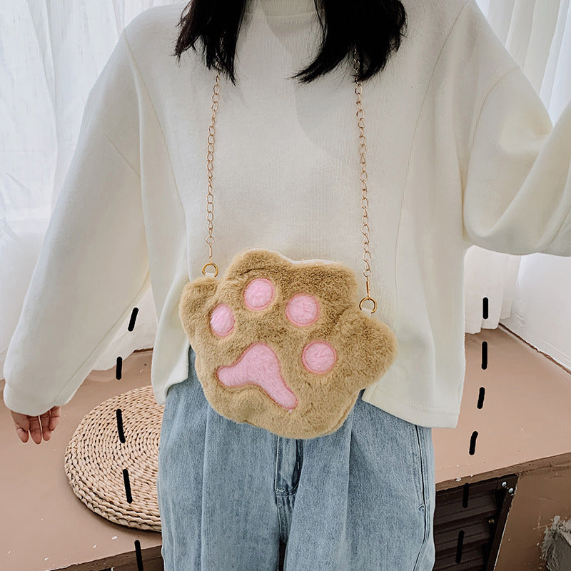 Women's Trendy Korean Style Plush Brush Chain Children's Shoulder Bags