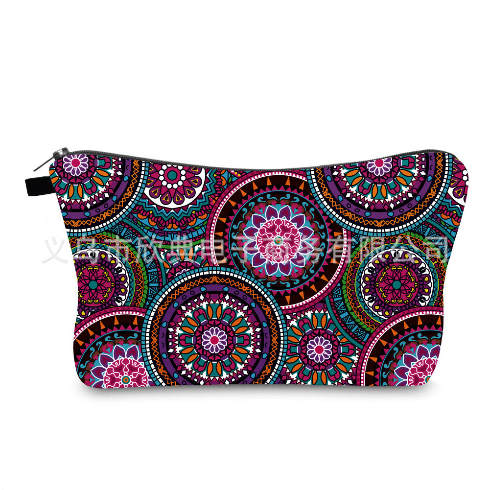 Sacs de rangement de toilette imperméables portables avec impression de mandala