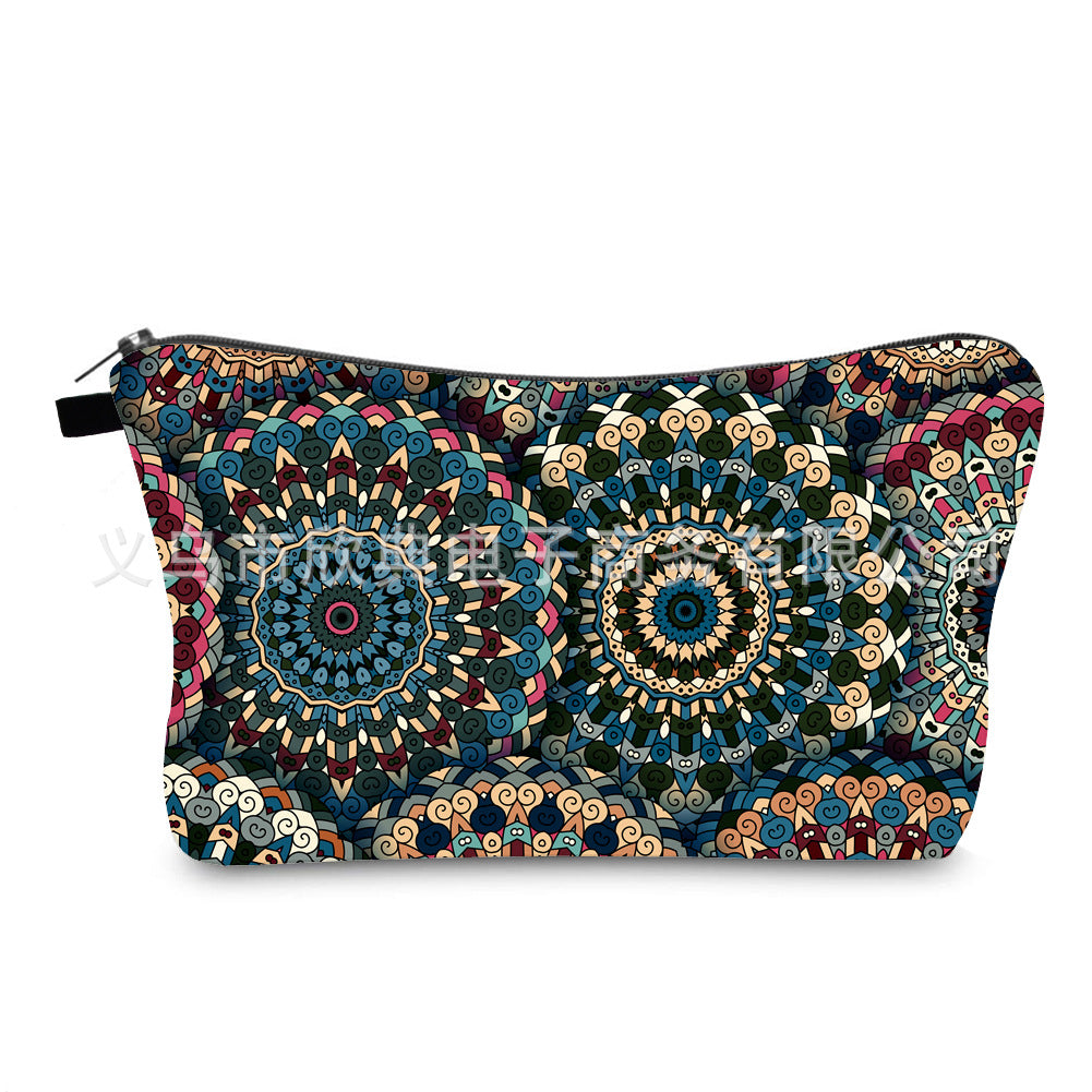 Sacs de rangement de toilette imperméables portables avec impression de mandala