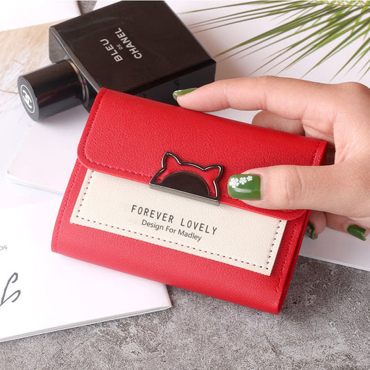 Women's Small Short Korean Style Fashionable Folding Ladies Wallets