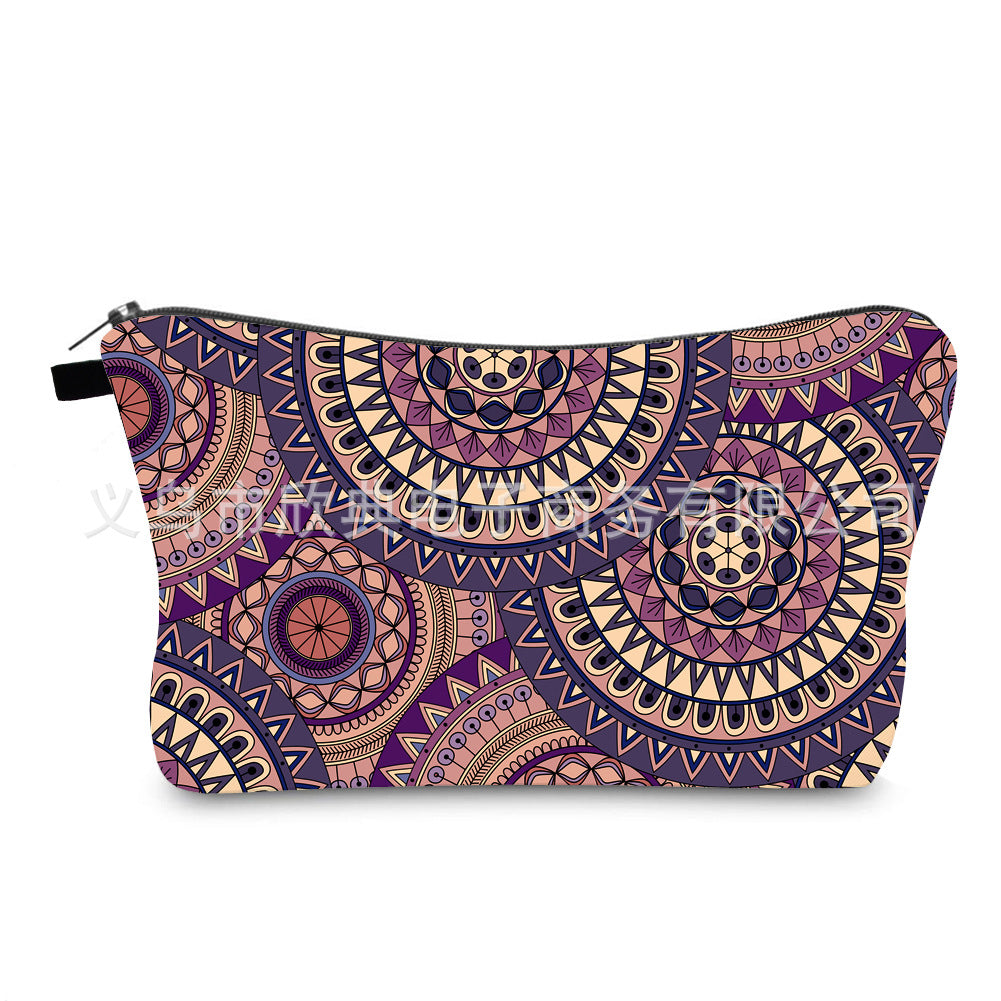 Sacs de rangement de toilette imperméables portables avec impression de mandala