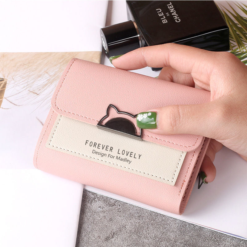 Women's Small Short Korean Style Fashionable Folding Ladies Wallets