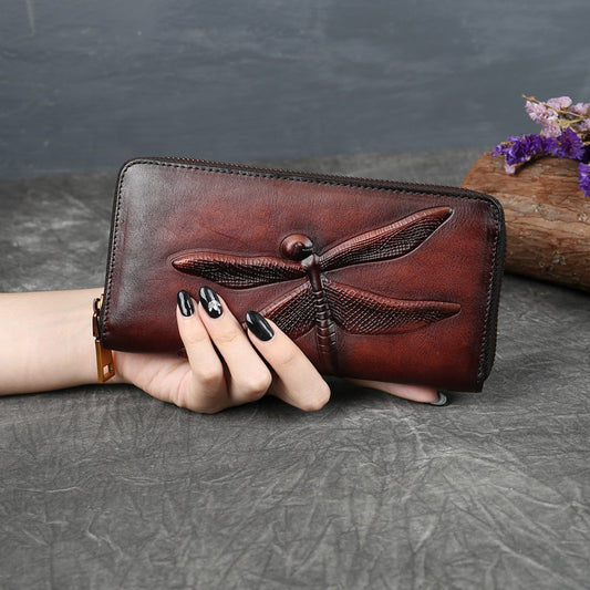 Women's Genuine Leather Clutch Trendy Vintage First Bags