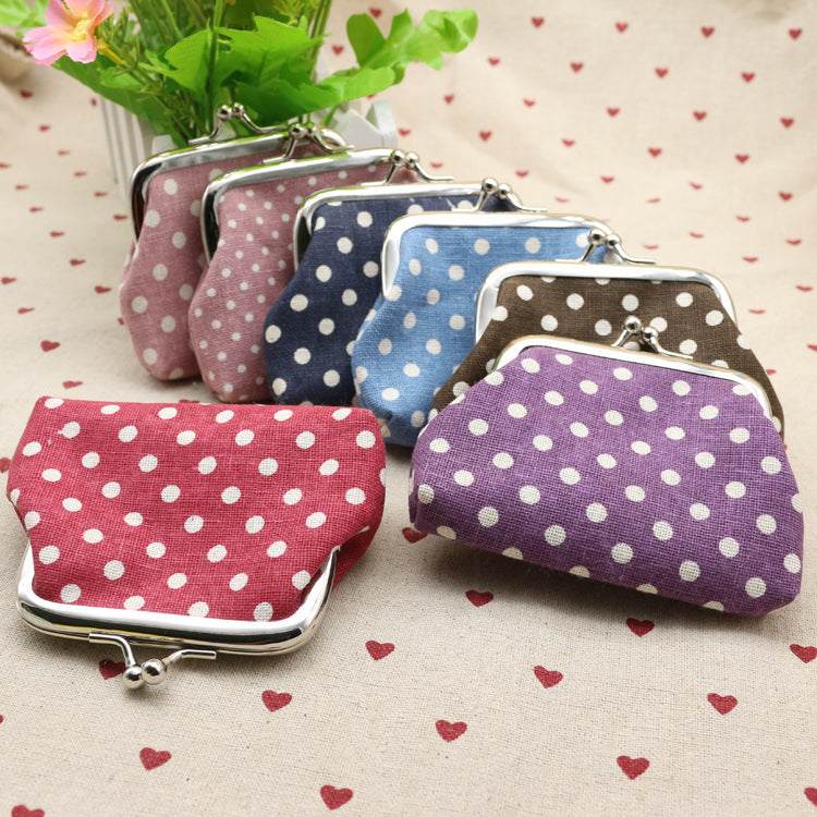 Linen Dot Fabric Little Creative Gifts Coin Purses