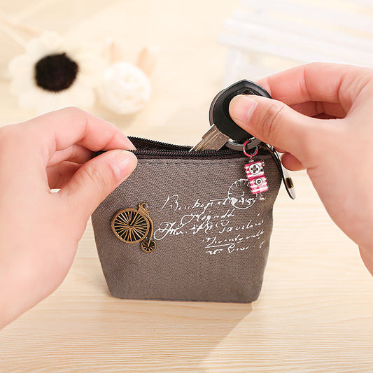 Women's Korean Style Retro Canvas Zipper Shell Shape Coin Purses