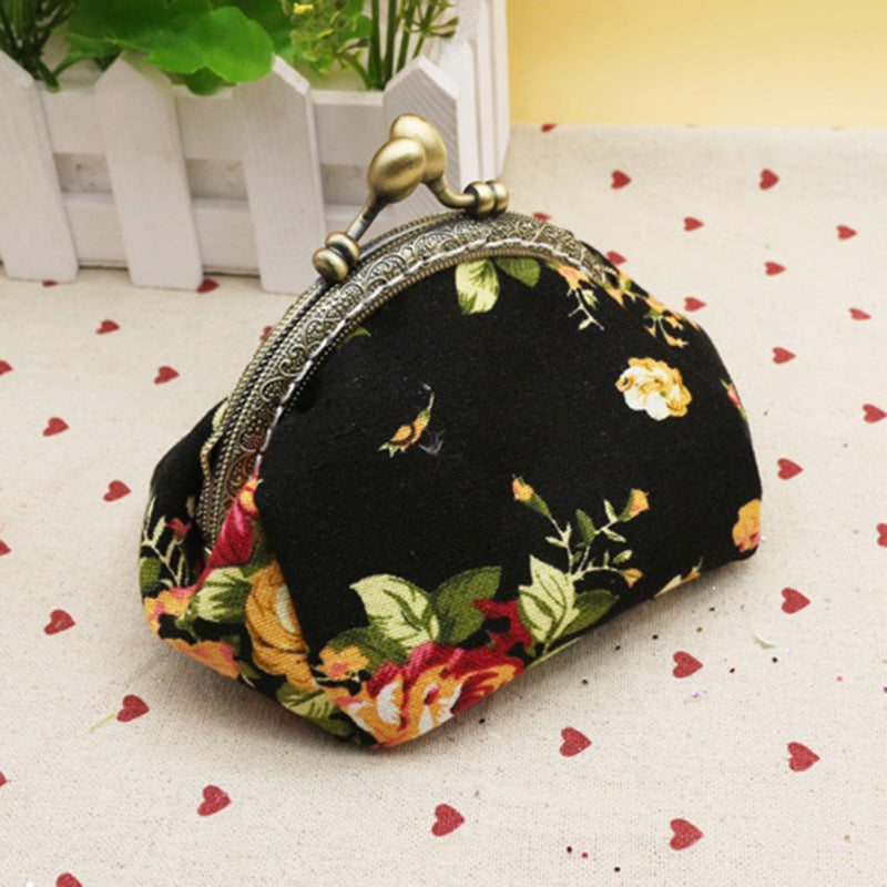 Women's Rose Handmade Small Printed Material Finished Coin Purses