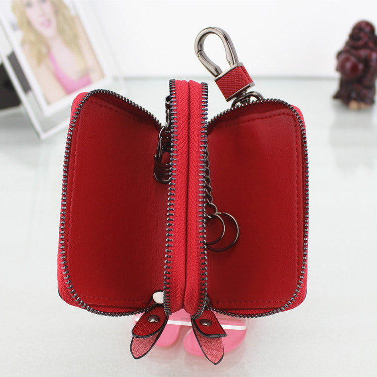 Cross Pattern Leather Multifunctional Double Layer Key Bags