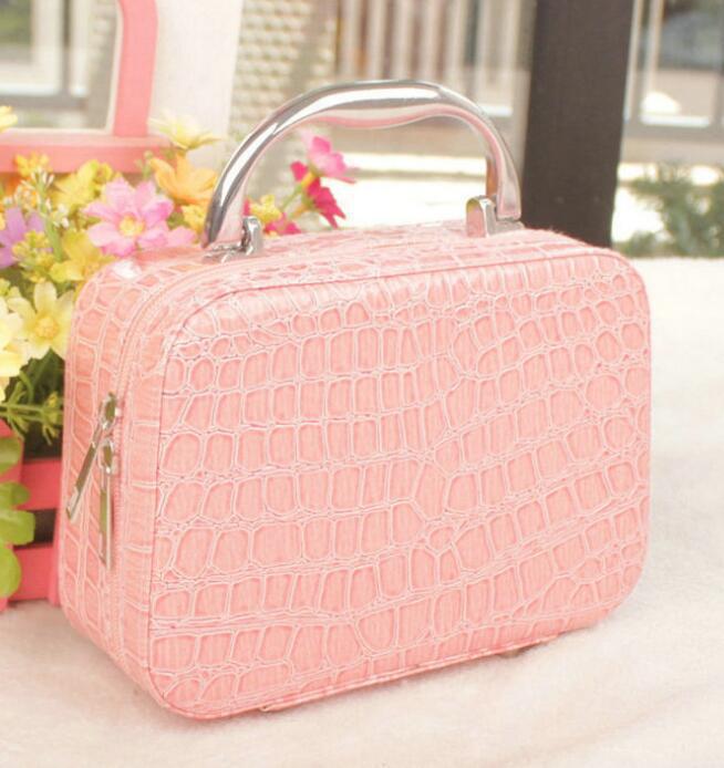 Women's Stone Pattern With Mirror Portable Storage Cosmetic Bags