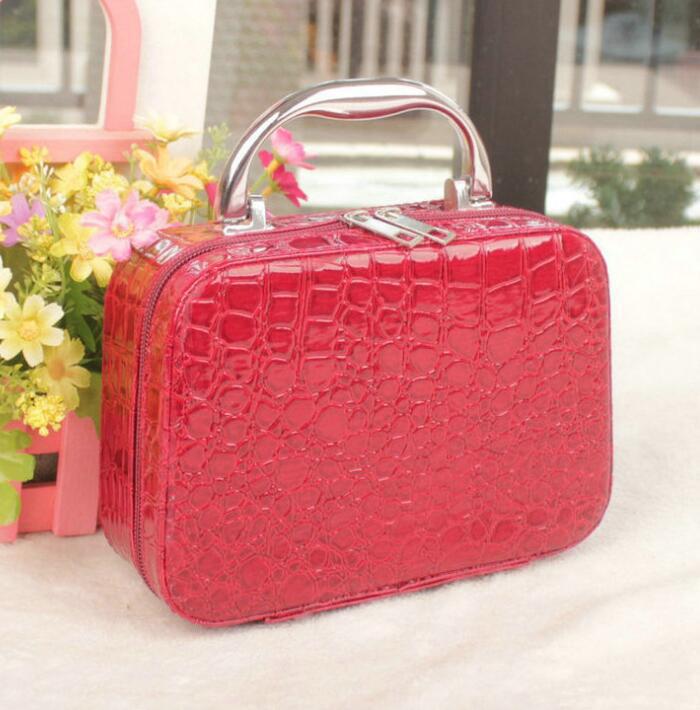 Women's Stone Pattern With Mirror Portable Storage Cosmetic Bags