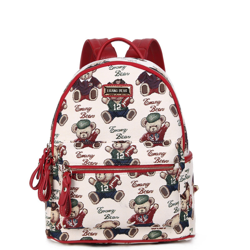 Women's Bear Attachment Figured Cloth Mini Small Backpacks