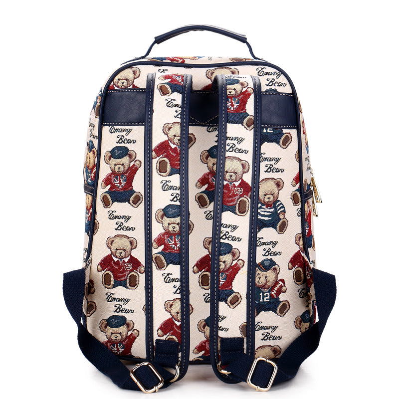 Women's Bear Attachment Korean Style Preppy Fashion Backpacks