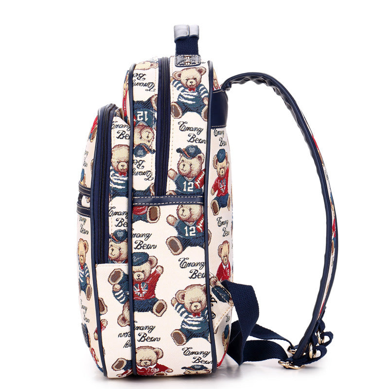 Women's Bear Attachment Korean Style Preppy Fashion Backpacks