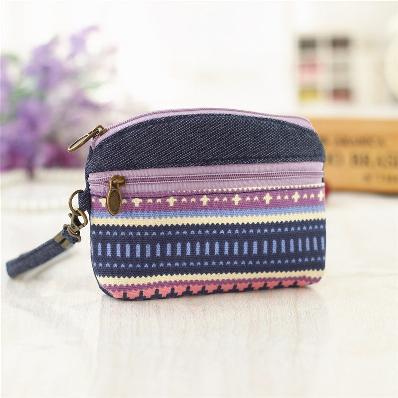 Women's Ethnic Style Double Pull Hand Carrying Coin Purses