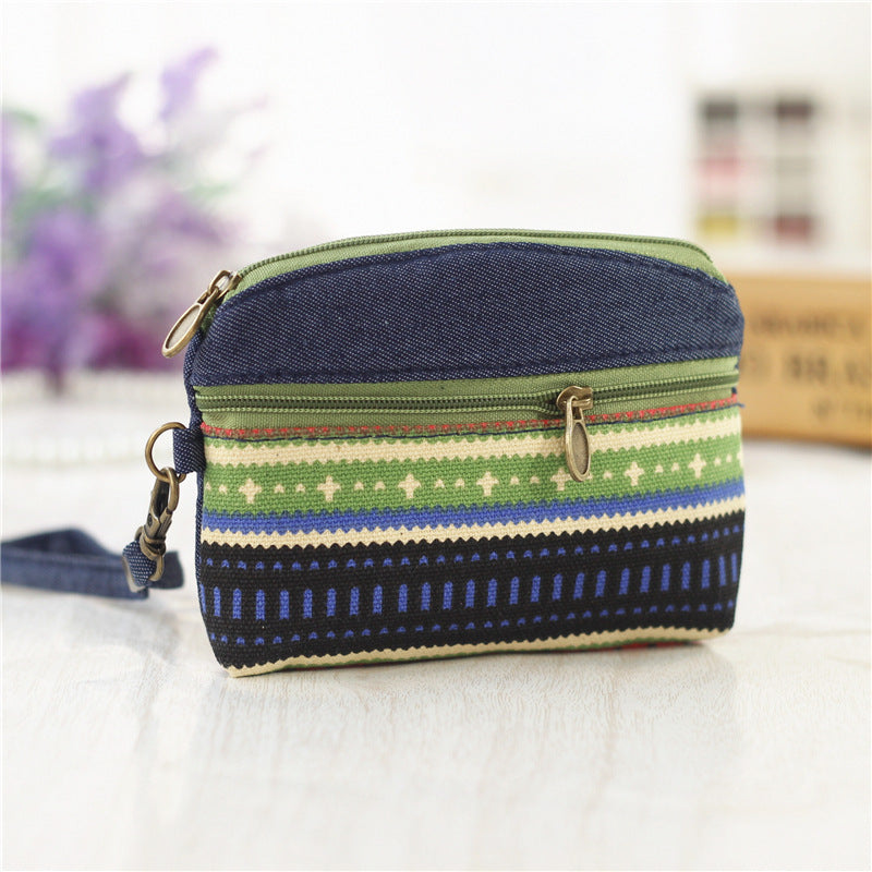 Women's Ethnic Style Double Pull Hand Carrying Coin Purses