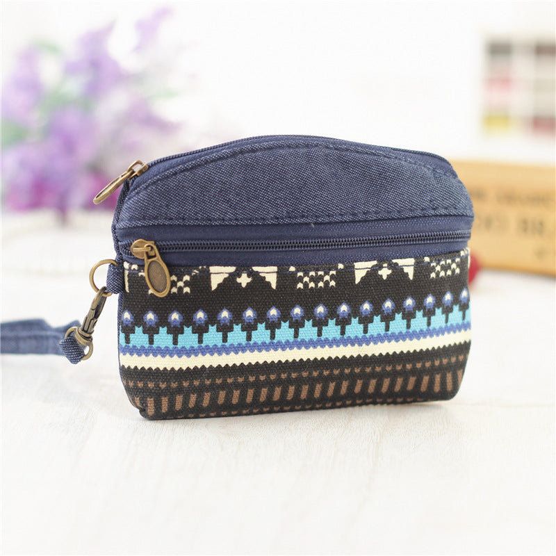 Women's Ethnic Style Double Pull Hand Carrying Coin Purses