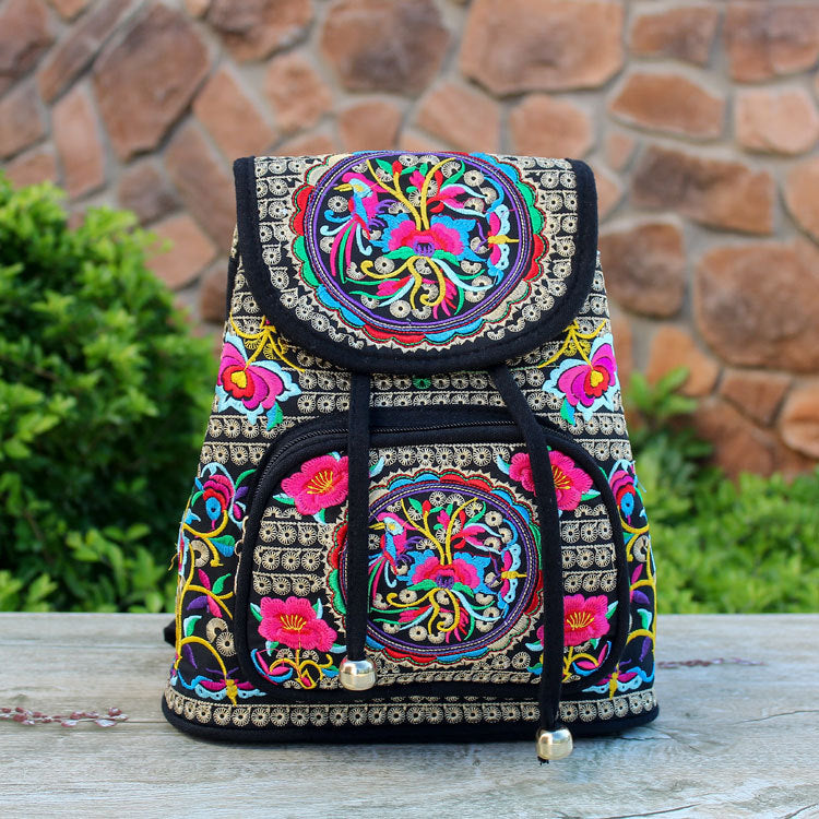 Women's Ethnic Style Embroidered Canvas Lightweight Fashion Backpacks