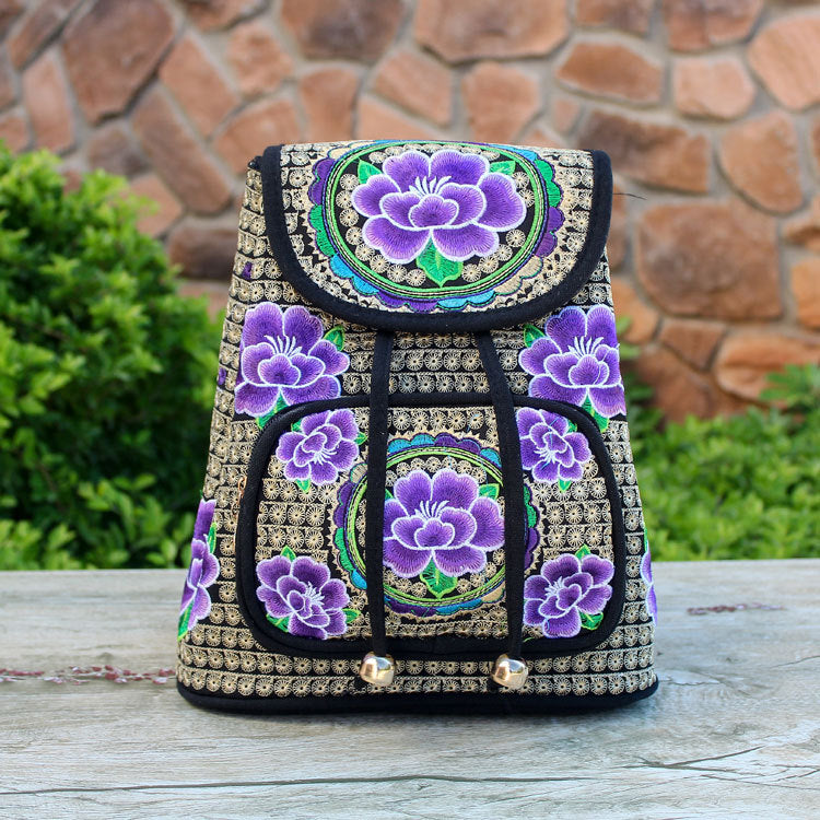 Women's Ethnic Style Embroidered Canvas Lightweight Fashion Backpacks