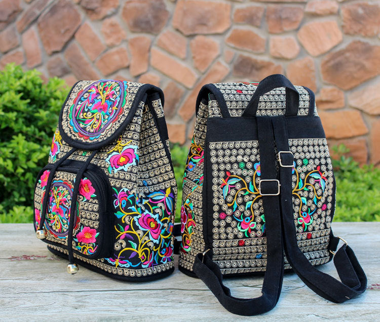 Women's Ethnic Style Embroidered Canvas Lightweight Fashion Backpacks