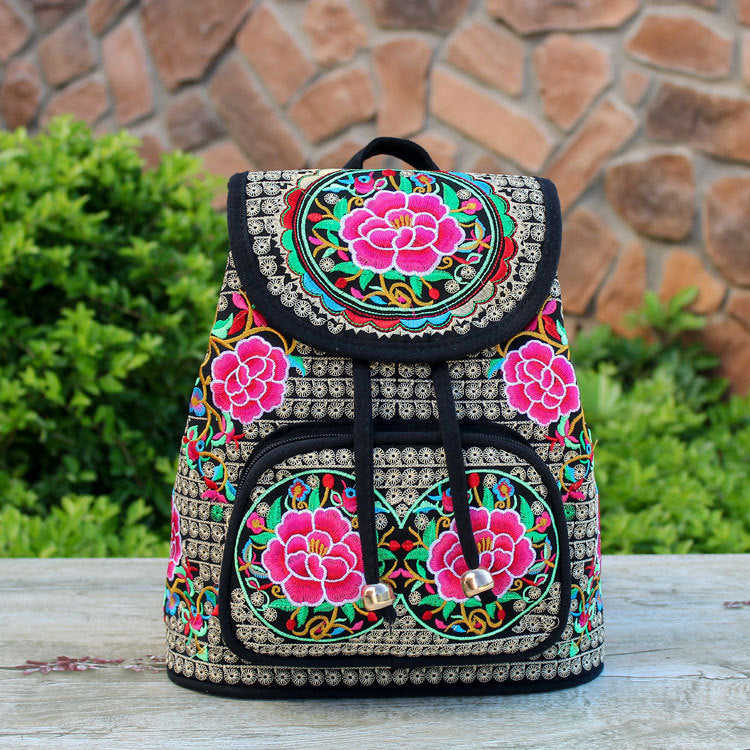 Women's Ethnic Style Embroidered Canvas Lightweight Fashion Backpacks