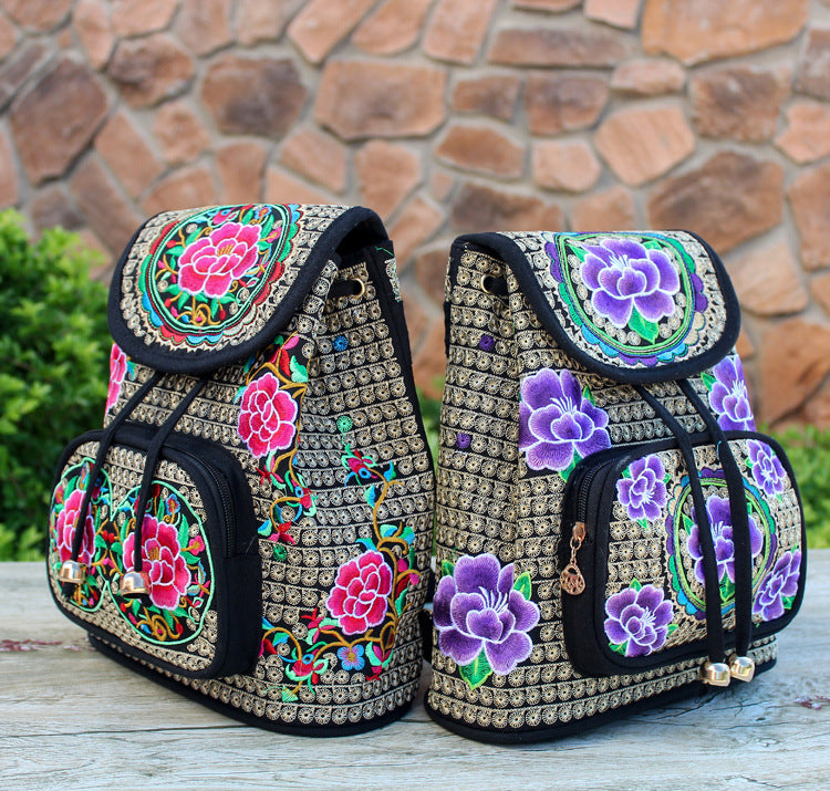 Women's Ethnic Style Embroidered Canvas Lightweight Fashion Backpacks