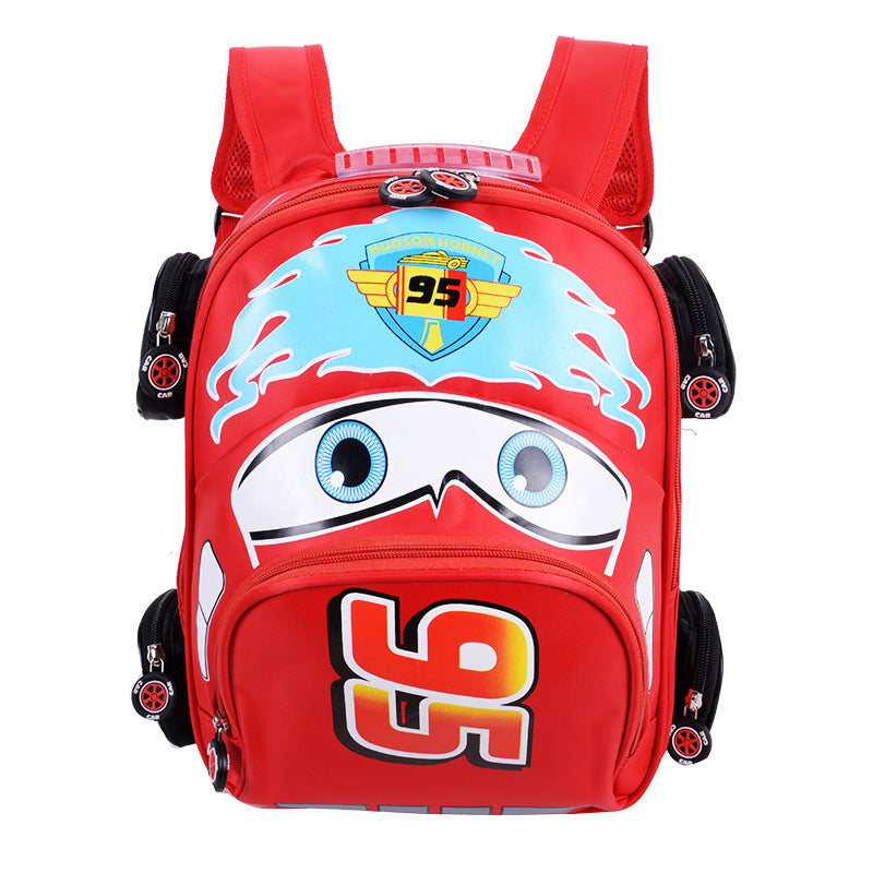 Children's Single Primary Cartoon Car Shape Three-dimensional Elementary School Students' Schoolbags