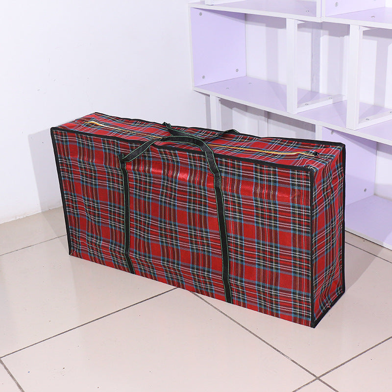 Plaid Woven Clothing Storage Thickened Folding Travel Bags