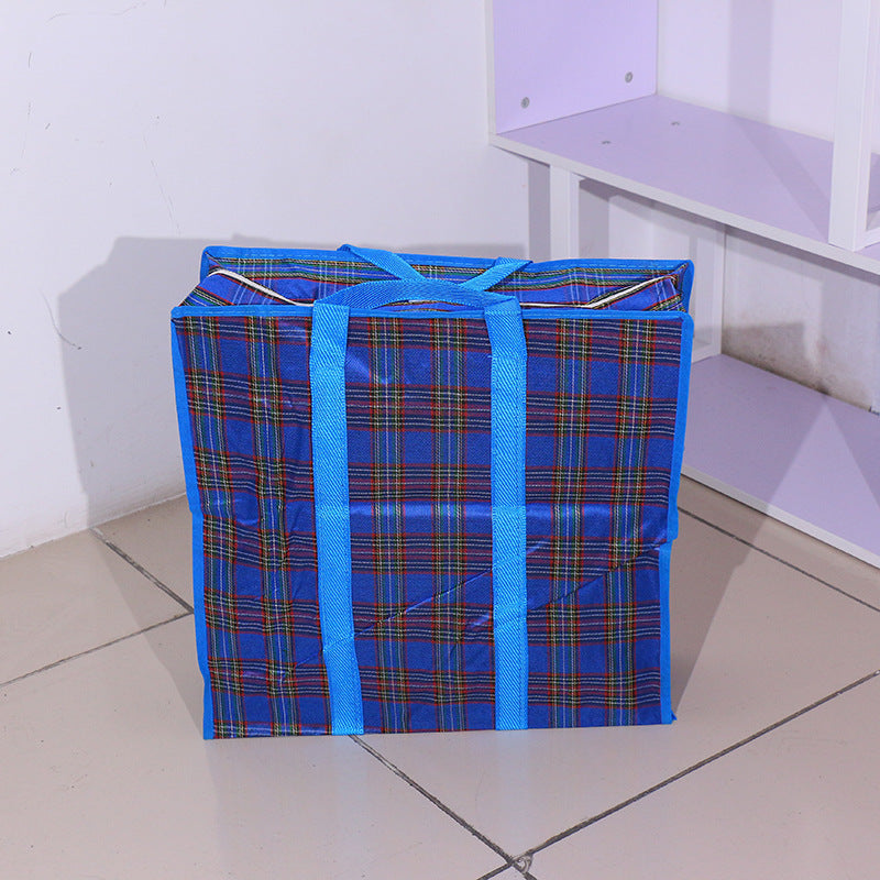 Plaid Woven Clothing Storage Thickened Folding Travel Bags