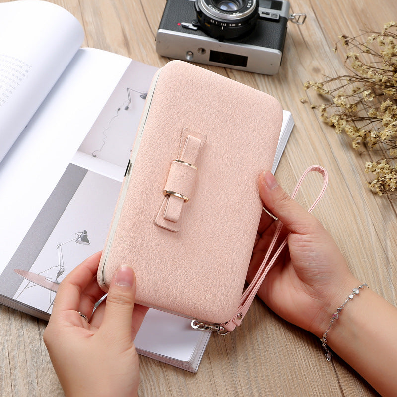 Women's Korean Bow Magnetic Snap Box Clutch Coin Purses