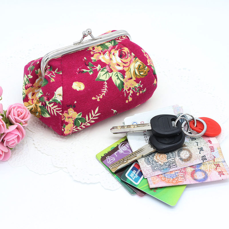 Petite pochette en toile Rose pour femmes, bijoux, porte-monnaie