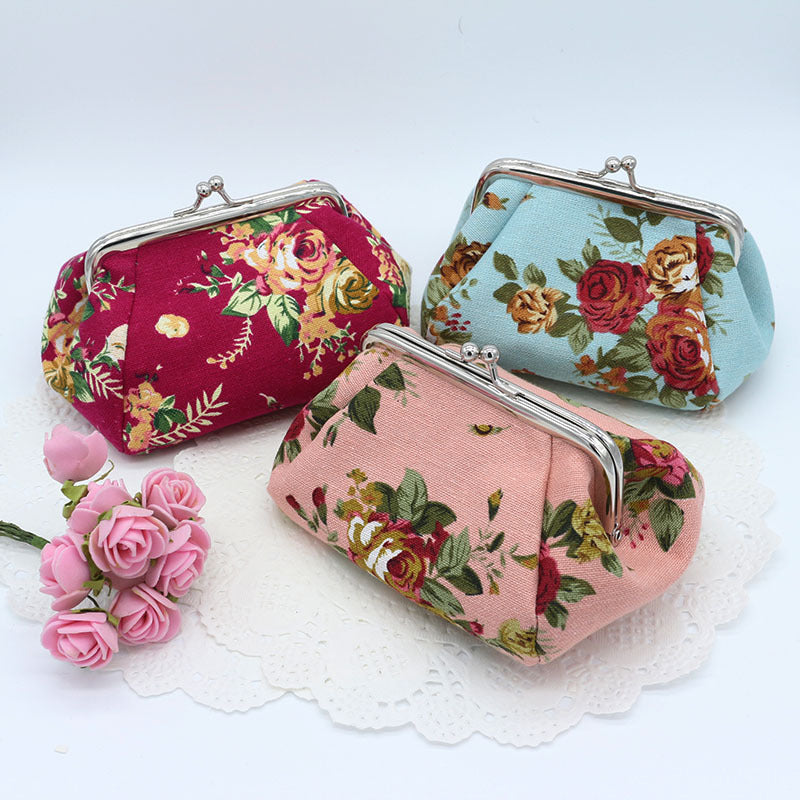 Petite pochette en toile Rose pour femmes, bijoux, porte-monnaie