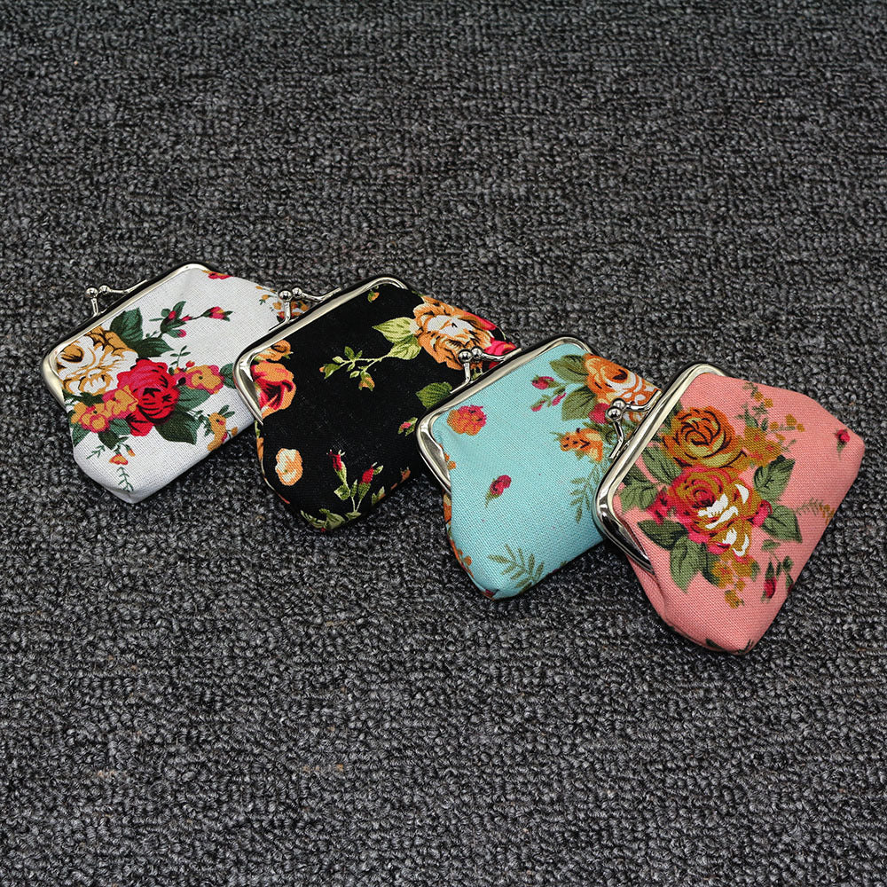 Women's Canvas Rose Mini Fabric Cute Purses