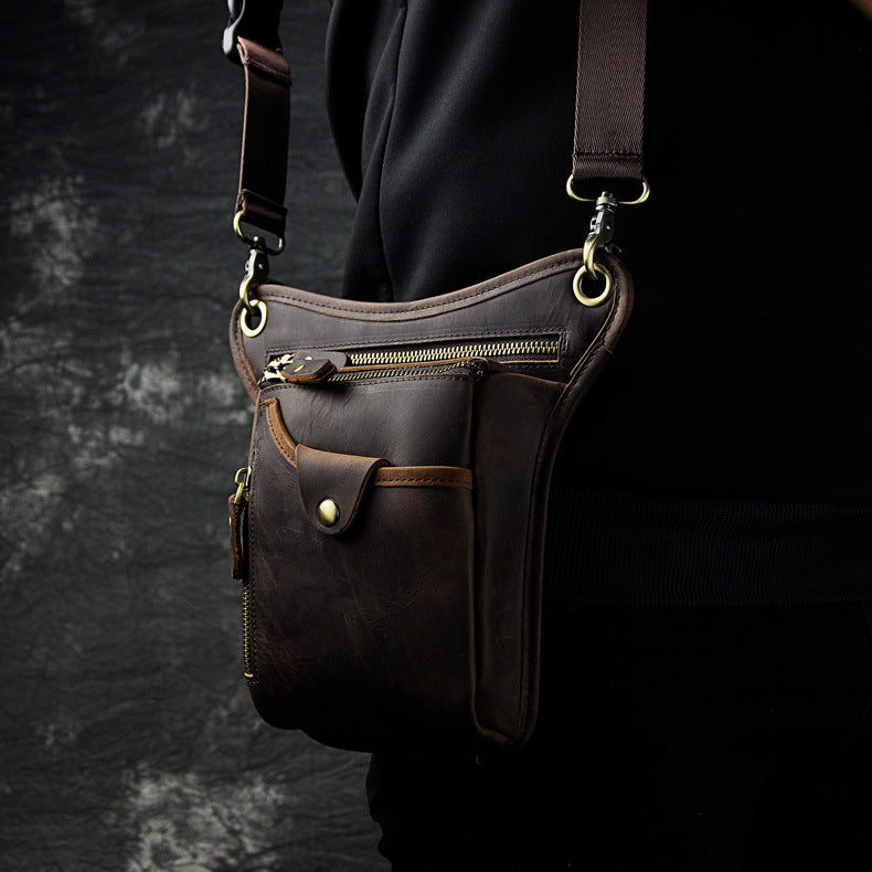 Men's Oil Waxed Leather Cowhide Retro Trendy Bags