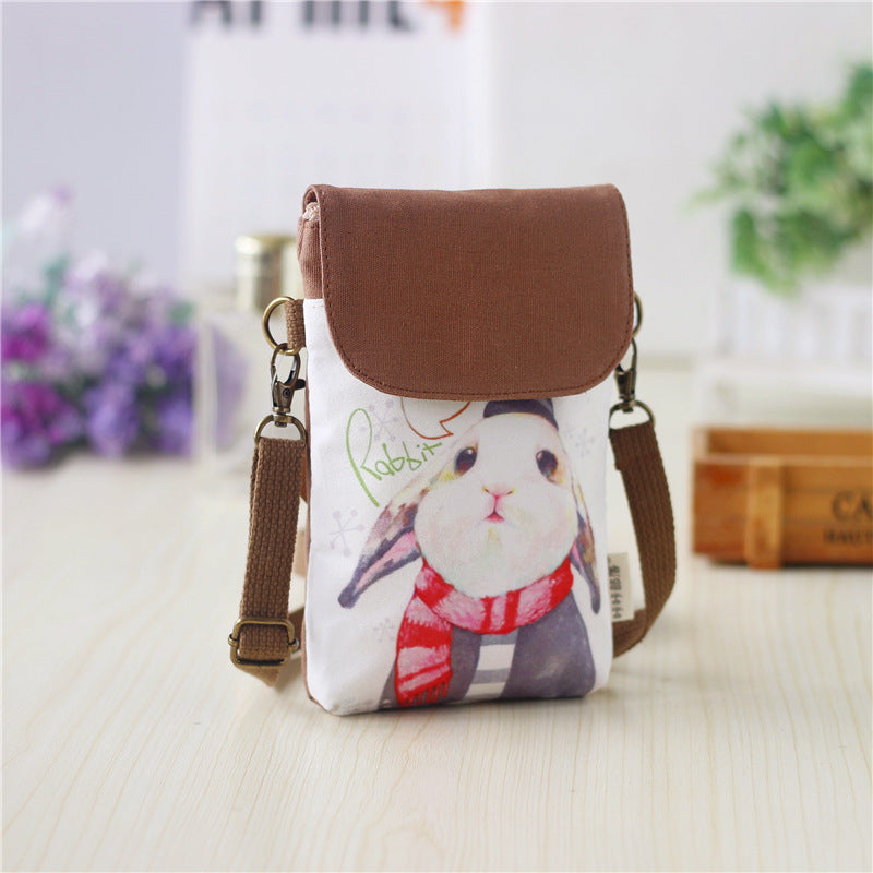 Women's Trendy Color Printing Fresh Painted Kaka Tribal Canvas Hand Phone Bags