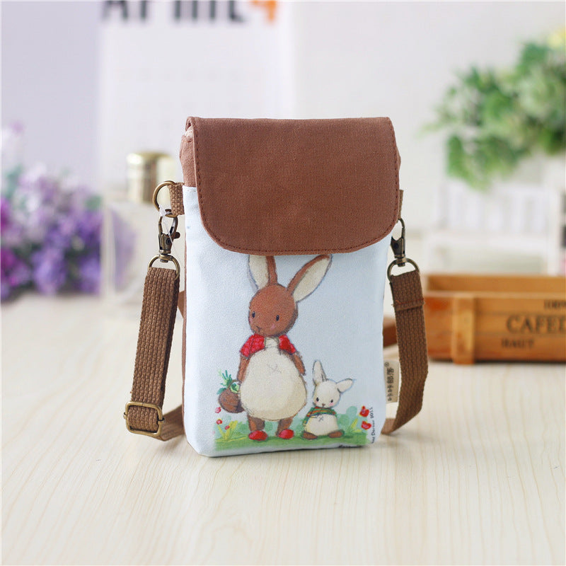 Women's Trendy Color Printing Fresh Painted Kaka Tribal Canvas Hand Phone Bags