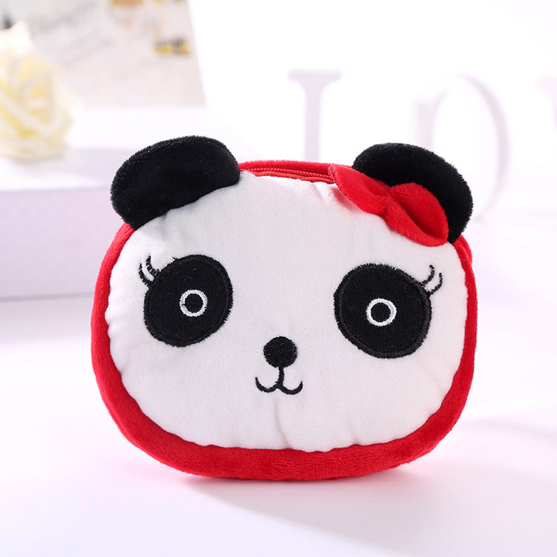 Children's Cartoon Fleece Cloth Compartment Double Zipper Children's Shoulder Bags