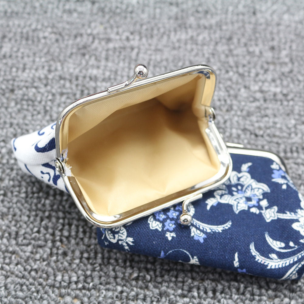 Vintage Blue White Porcelain Gift Canvas Coin Purses