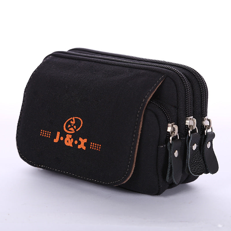 Men's Construction Site Canvas Mobile Cell Wearproof Men's Waist Packs